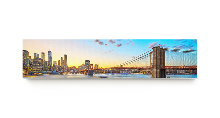 A frontal view of a panoramic canvas print.